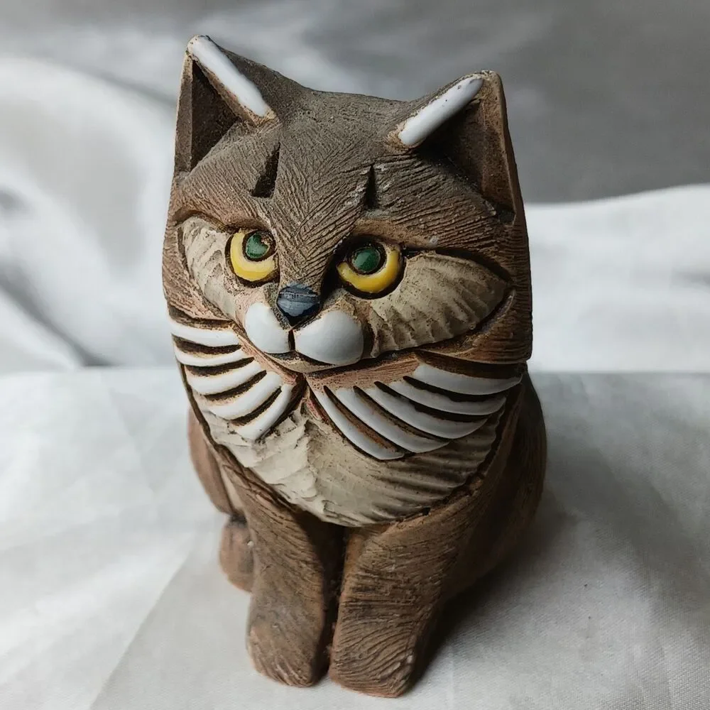 Vintage Artesania Rinconada Art Pottery Hand Crafted Clay Figurine-SOMALI CATS
